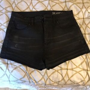 Black stretch jean shorts